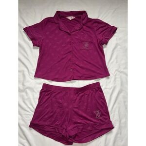 Women's Juicy Couture Sleepwear Pajamas Set Medium Hot Pink Y2K